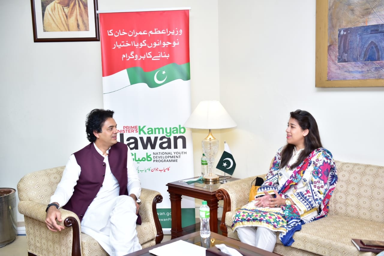 Special Assistant for Youth Affairs and Head of Kamyab Jawan Program Usman Dar meets Abiha Haider, Member National Youth Council