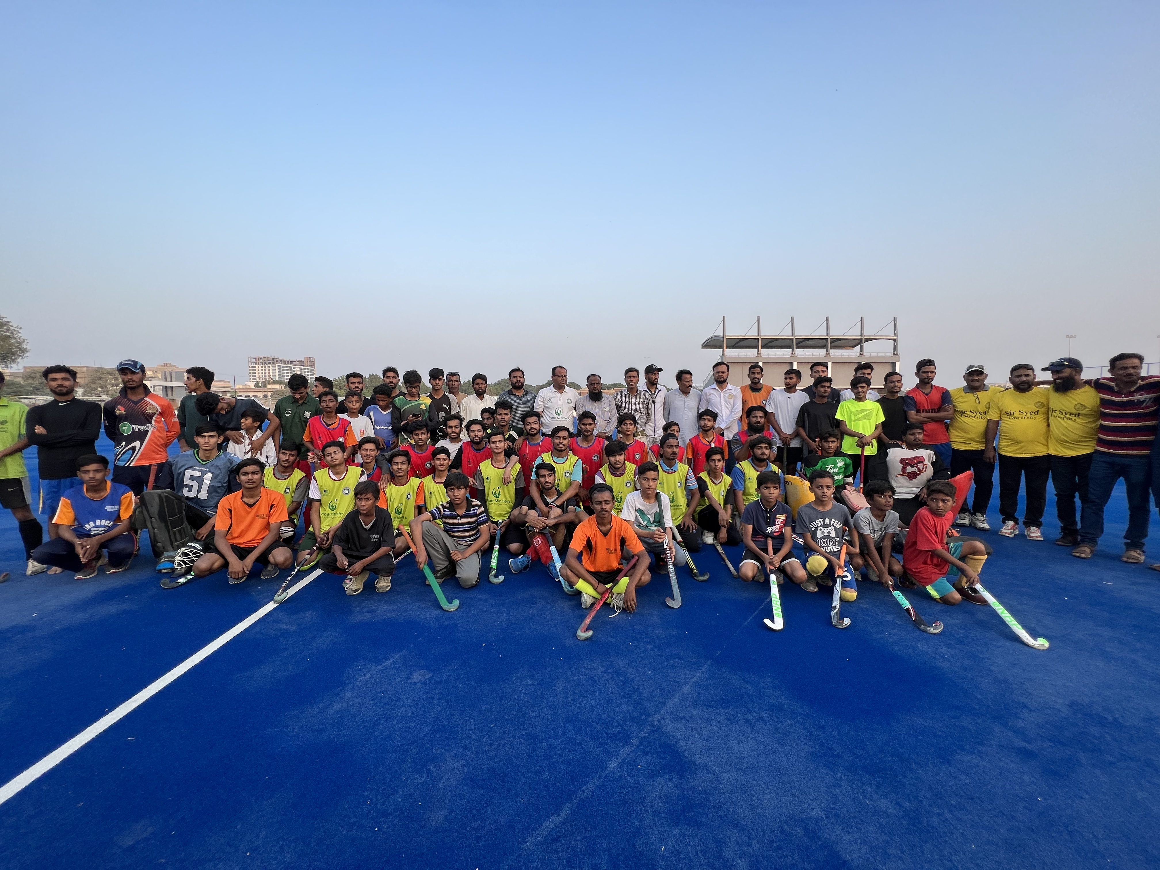 A large number of  youth  participated in  hockey trials  under Prime Minister Talent hunt Sports League held in  Hyderabad.