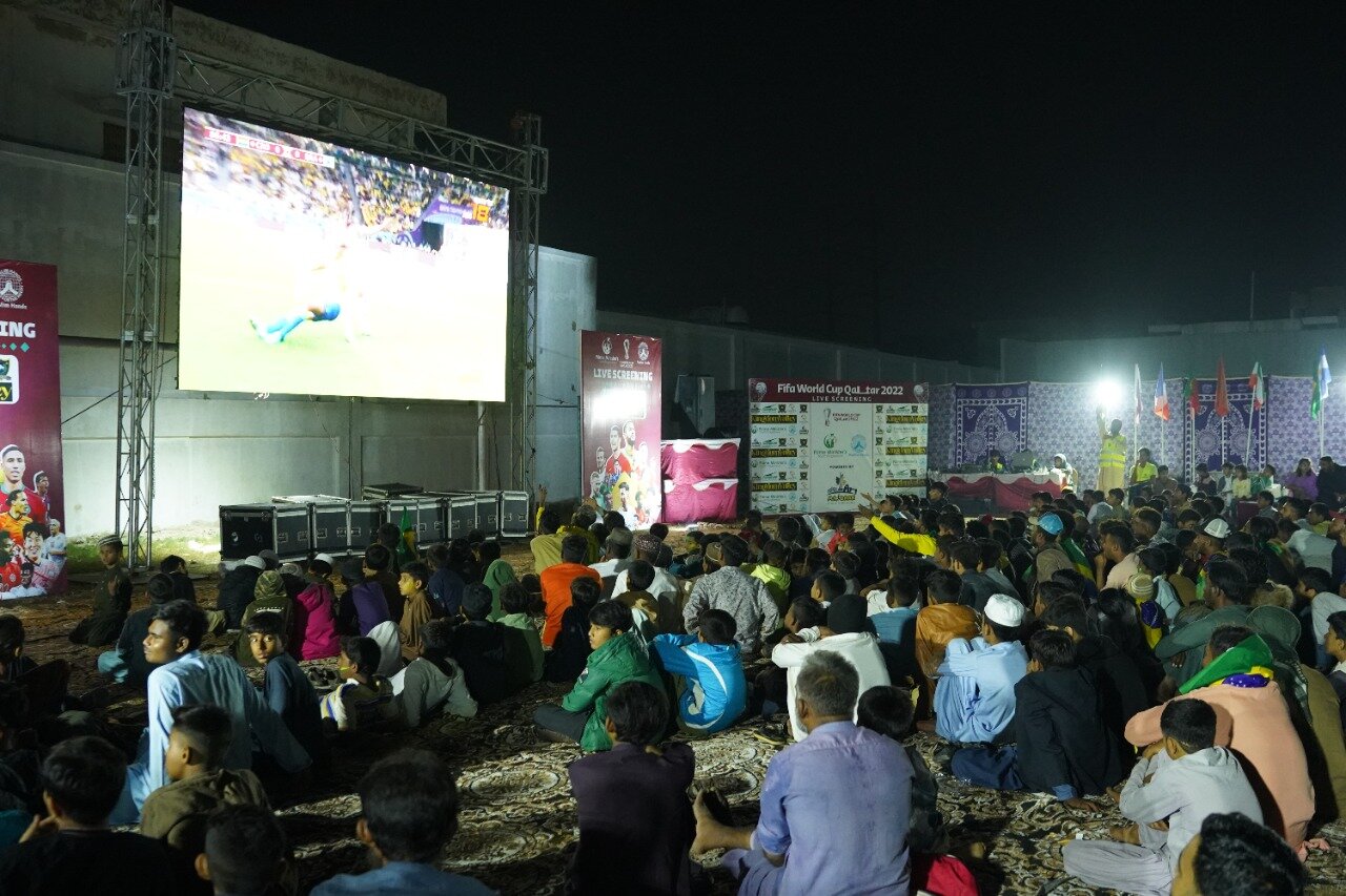Screening of FIFA World Cup continues in Karachi in collaboration with Prime Minister Youth Program, Maidan and Muslim Hands for the promotion of sports.
