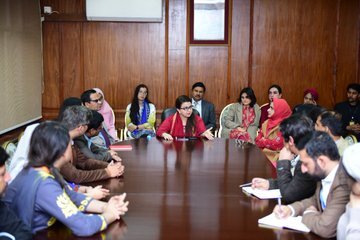 SAPM Shaza Fatima Khawaja held a meeting with representatives of the Chanan Development Association. SAPM discussed youth issues in Pakistan.